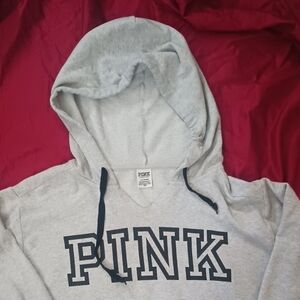 PINK Victoria's Secret Gray Hoodie Woman's Size L Good Condition Big Hood Cozy